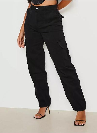 Buy Solid Straight Fit Cargo Jeans in Saudi Arabia