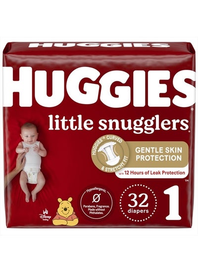 Buy Huggies Size 1 Diapers, Little Snugglers Newborn Diapers, Size 1 (8-14 lbs), 32 Count in UAE