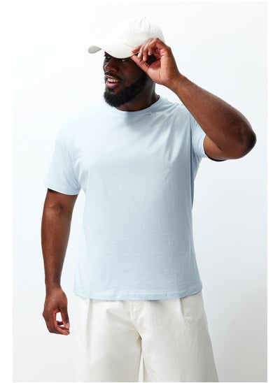 اشتري Plus Size Light Blue Slim/Slim Fit Comfy Basic 100% Cotton T-Shirt TMNSS23TS00132 في مصر