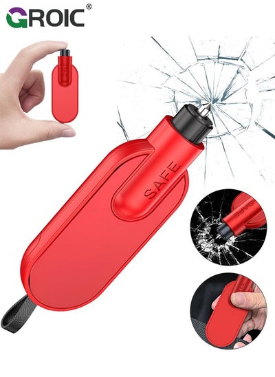 اشتري 2 IN 1 Safety Hammer Emergency Car Escape Tool Seat Belt Cutter and Car Glass Window Breaker Portable Life-Saving Emergency Artifact with A Piece of Test Glass في الامارات