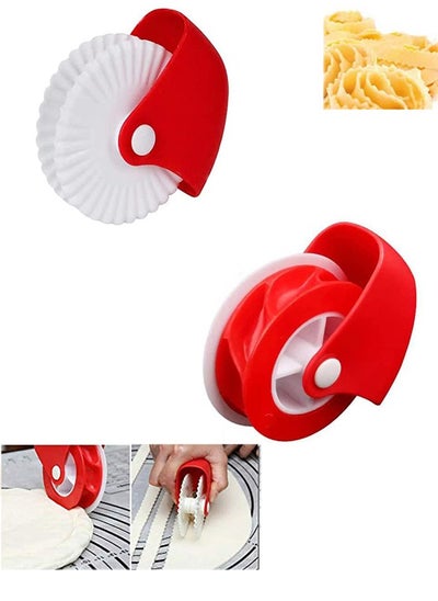 Buy 2 Piece Pastry Wheel Cutter Baking Cutter Pastry Cutter Dough Roller Knife Pasta Tool Cookie Pie Pizza Bread Lattice Cutter Plastic Wheel for Pizza Crust Pie Decoration in Saudi Arabia