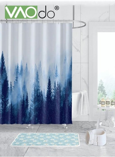 اشتري Fog Forest Printing Shower Curtain Thickened Polyester Shower Curtain 180 * 200Cm في السعودية