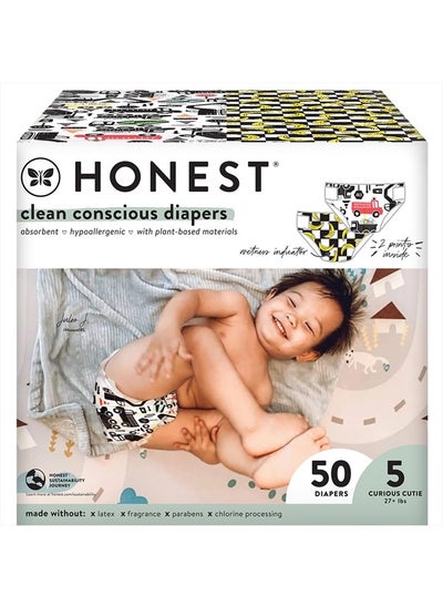 Buy Clean Conscious Diapers | Plant-Based, Sustainable | Big Trucks + So Bananas | Club Box, Size 5 (27+ lbs), 50 Count in UAE