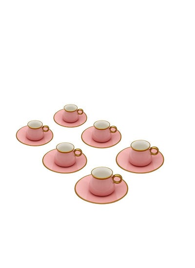 Buy Modern Turkish coffee set pink color in Saudi Arabia