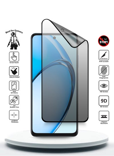 Buy Nano Ceramic Privacy Full Glue Full Cover Matte Flexible Screen Protector For OPPO A60 4G 2024 Clear/Black in UAE