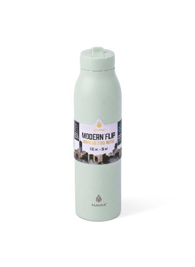 Buy Modern Flip Durable Stainless Steel Water Bottle Green 20 oz AC55305 in Saudi Arabia