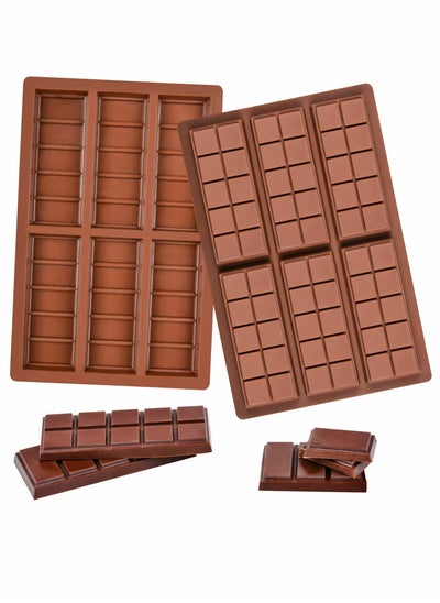 Buy Silicone Chocolate Bar Sweet Moulds Hot Chocolate Moulds Rectangle Baking Silicon Bakeware Moulds Shape Wax Flexible Moulds, Pack of 2 in UAE