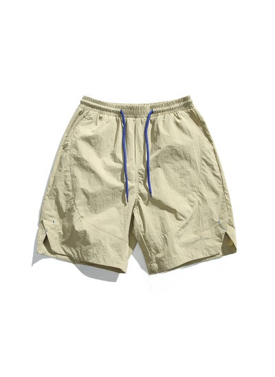 اشتري Japanese Drawstring Quick-Dry Shorts Men Casual Embroidered Khaki في السعودية