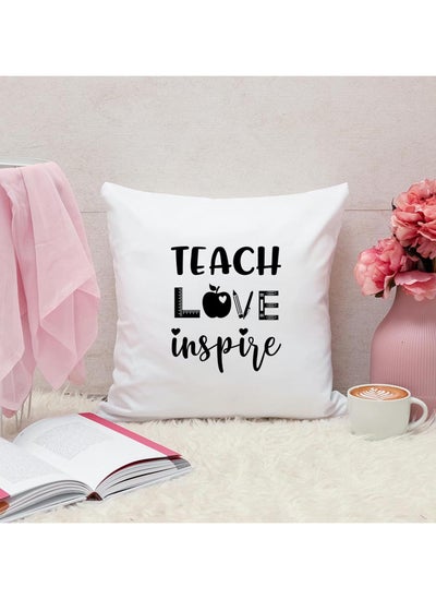 Buy Teach Love Inspire Quotes Personalized Pillow, 40x40cm Decorative Throw Pillow by Spoil Your Wall in UAE