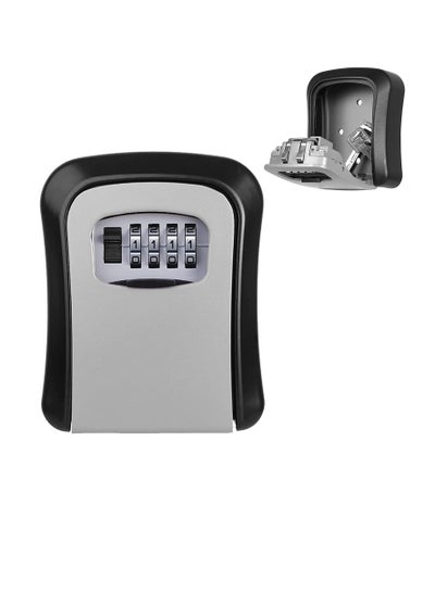STESHWK Key Lock Box With Wall Mounted Combination House Key Weatherproof Safe Security Key Storage Locker Small Box, 4-Digit Resettable Code Outdoor Lock Box