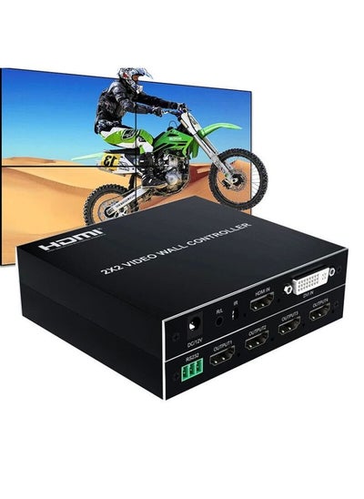 اشتري 1080P 2 x 2 HDMI + DVI to 4 HDMI Ports Video Wall Controller(Black) في الامارات