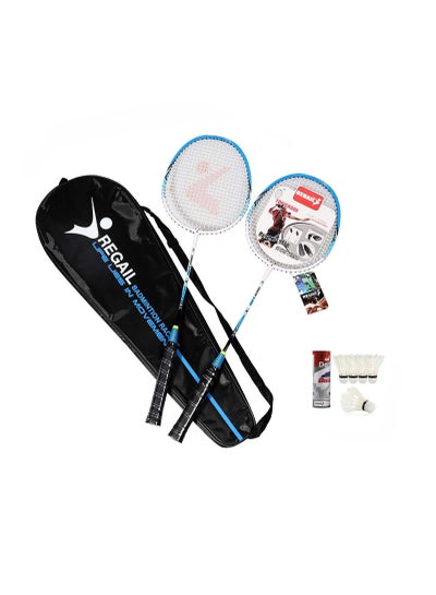 اشتري Badminton Racket Set - 2 Pack Ultra-Light Alloy Badminton Set, Including 2 Rackets, 5 Badminton Shuttlecocks and Premium Badminton Bag for Beginners and Professional Sports في السعودية