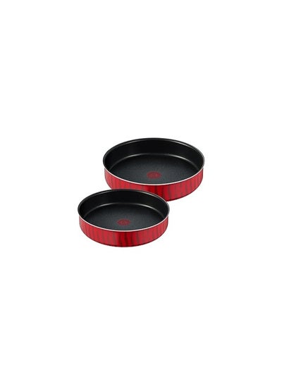 Buy Tefal Tempo Round Oven Trays Set, 26 - 30 cm - 2 Pieces, Red Black 250008062 in Egypt