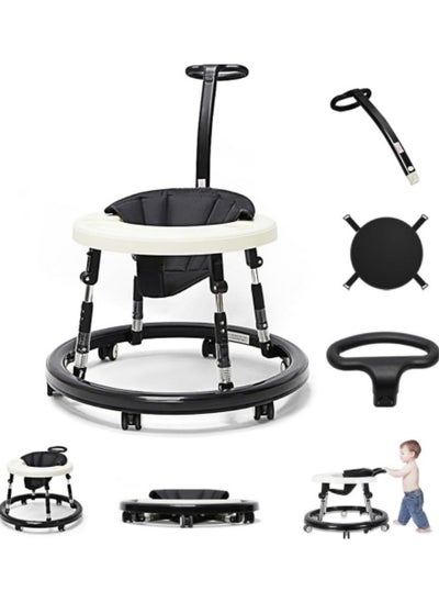 Buy Baby Walker,Baby Walker Foldable,Foldable Height Adjustable Baby Walker with Wheels Anti-Fall Baby Walkers Black in Saudi Arabia