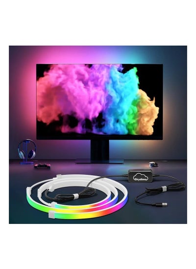 اشتري Gaming Monitor Led Backlight, Screen Color and Music Sync Led Strip Lights Via Software Control, High Frame Rate Real -Time Rgb+Ic Ambient Lighting for Desk Gaming, USB Interface, Fit 24" Monitor في السعودية