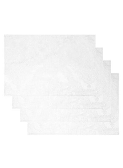 Buy Set of 4 White Elegance Damask Table Fabric Placemats Handkerchief Wedding 13 x 19inch in Saudi Arabia