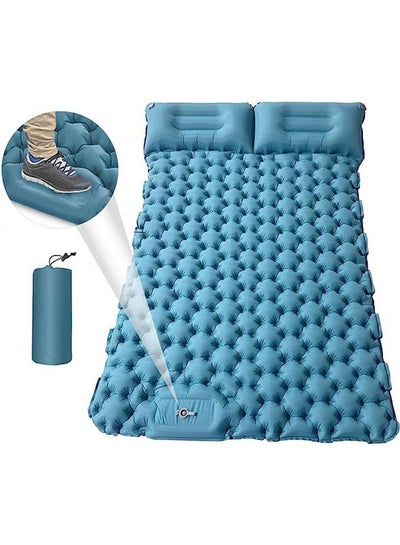 Buy Camping Double Sleeping Pad, 2 Person Large Camping Pad with Pillow, Foot Pump Inflatable Camping Mattress, Portable Waterproof Air Cushion Sleeping Pad for Backpacking, Hiking, Travel in Saudi Arabia
