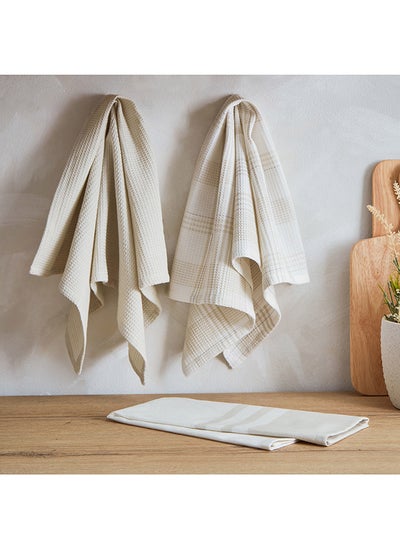 اشتري Harley Savora Waffle 3-Piece Kitchen Towel Set 60 x 40 cm في الامارات