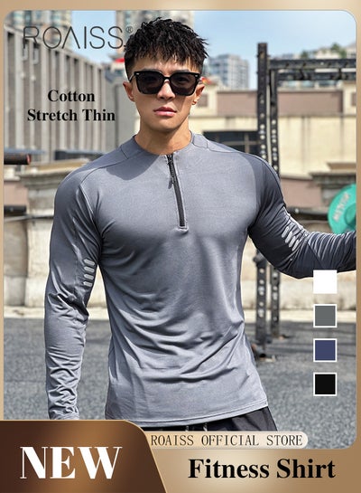 Men Quick Dry and Breathable Round Neck Sweatshirt with Quarter