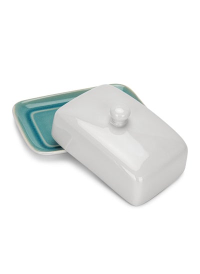 اشتري Butter Dish with Non Slip Bottom Celine Series Azure Cheese Container with Stylish Design and Dishwasher Safe 20X10.5 cm في الامارات