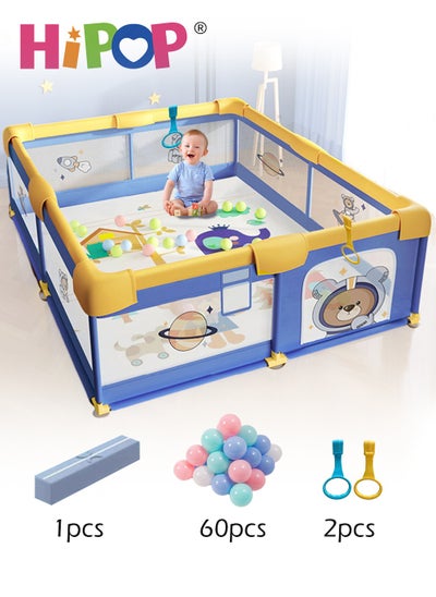 Buy Playpen for Baby 180*200cm,Kids Play Mat Set,with 60 Sea Balls,Firm Suction Cup and Structure,Cartoon Play Game Fence for Kids Safe in UAE