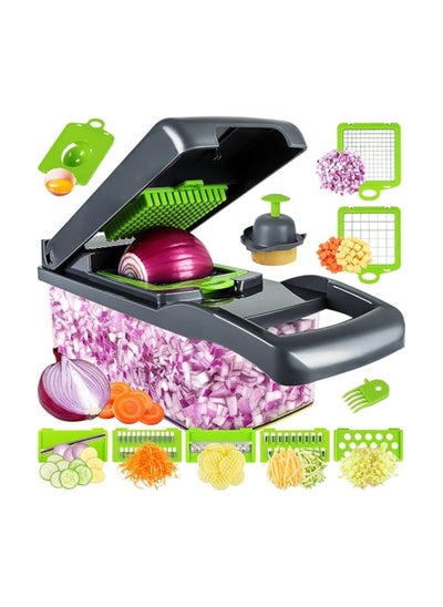 اشتري Babazam Vegetable Chopper - Onion chopper - Multifunctional 15 in 1 professional food chopper Grey في الامارات