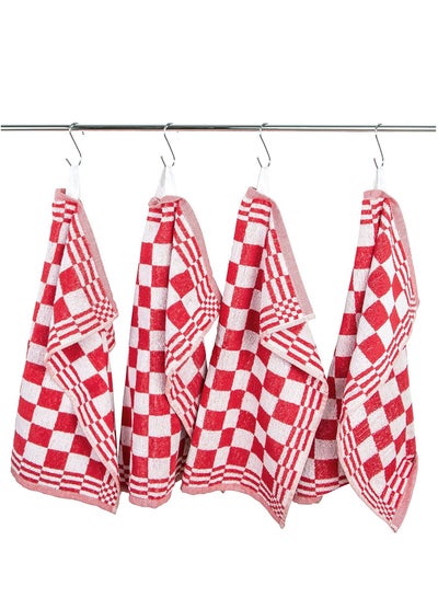 Buy Pack Of 4 Towels Red 100% Cotton (Multi-Purpose Towel) , 50 X 50 Cm in Egypt