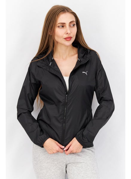 Buy Women Sportwear Fit Hooded Long Sleeve Training Jackets, Black in UAE