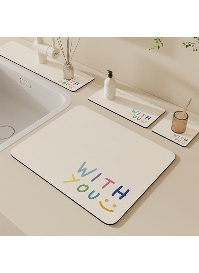 اشتري Set Of 4 Cartoon Wash Basin Water Absorption Pad  Bathroom Countertop Faucet Drain Pad  Washbasin Sink Diatom Splash Proof Cup Mat في السعودية