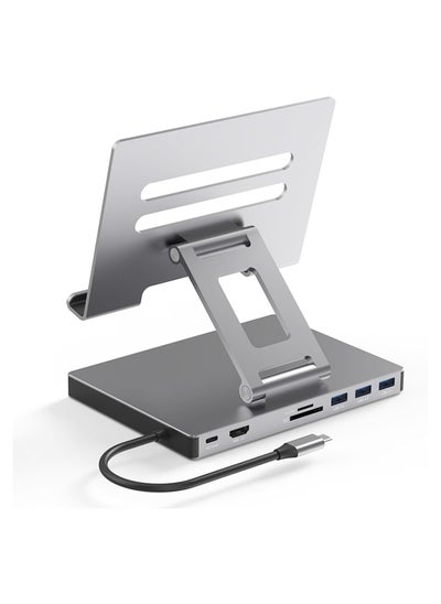 اشتري 8-in-1 Type-C Hub Docking Station with USB 3.0, TF Card Slot, 4K 60Hz HDMI, Gigabit Ethernet, and Aluminum Laptop Stand for Enhanced Connectivity and Performance. في الامارات