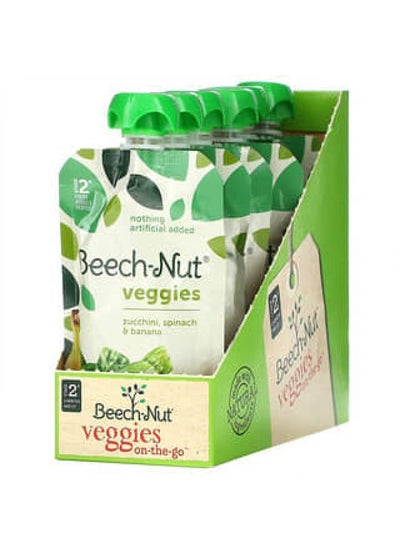 Buy Beech-Nut, Veggies, 6+ Months, Zucchini, Spinach & Banana, 12 Pouches, 3.5 oz (99 g) Each in UAE