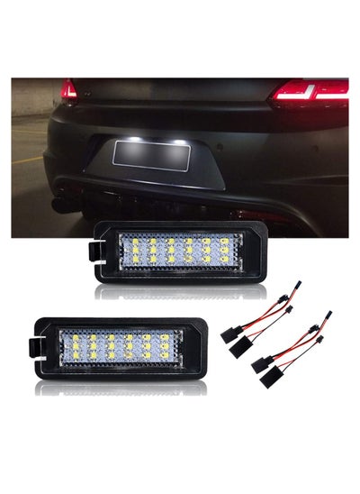 اشتري 18 SMD LED License Light Lamps,2PCS LED License Plate Light Lamps SMD LED Number Plate Illumination Car License Plate LED Lights for VW Golf MK4 MK5 MK6 Passat Polo CC Eos Scirocco  License Plates في الامارات