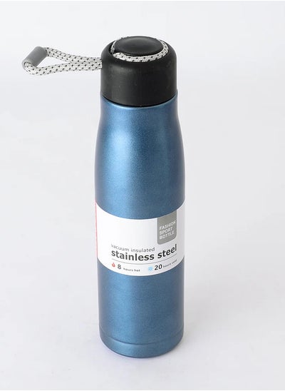 Buy Insulated water bottle and thermos 550 ml, keeps warm for 10 hours / cold 30 hours, double-walled stainless steel (blue) in Egypt