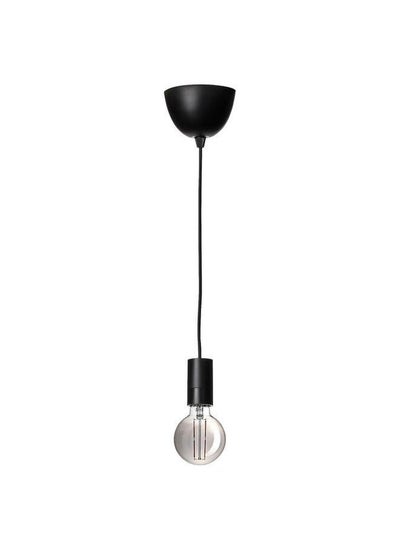 Buy Pendant Lamp With Light Bulb Globe Grey Clear Glass Black 95 Mm in Saudi Arabia