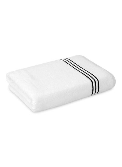 Buy Hotel Embroidery Bath Sheet, White & Black - 500 GSM, 165x85 cm in UAE