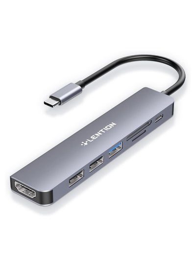 Buy LENTION USB C Hub with 100W Charging, 4K HDMI, Dual Card Reader, USB 3.0 & 2.0 Compatible iPhone 15/15 Plus/15 Pro/15 Pro Max, MacBook Pro, New Mac Air/Surface, Chromebook, More(CB-CE18, Space Gray) in Egypt