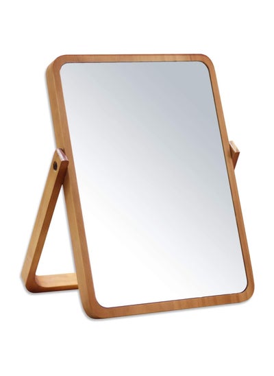 Buy Wood Table Vanity Makeup Mirror, 360 Degree Swivel Mirror Single-Sided Makeup Table Mirror, Portable Table Tabletop Mirror, High-Definition Mirrors for Bedroom Living Room and Makeup Desk in Saudi Arabia