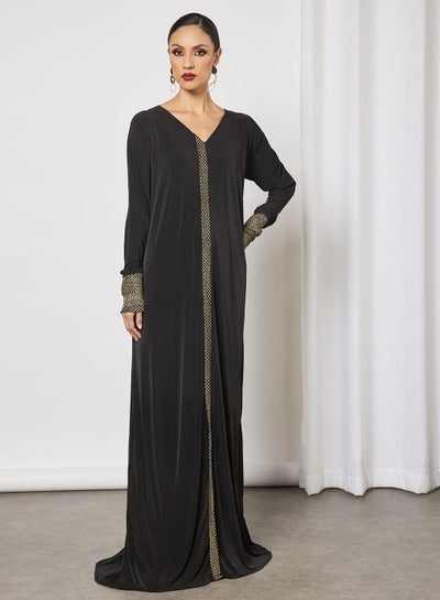 Buy Abaya With Contrasting Lace Embellishment in Saudi Arabia