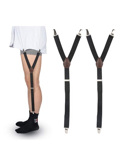 اشتري Adjustable Elastic Garter Straps Sock Non slip Clamps Mens Shirt Stays Holder في الامارات