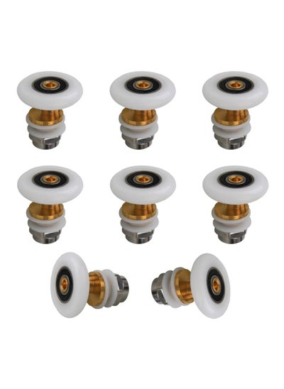 اشتري 8PCS Bathroom Sliding Door Pulleys, Shower Door Wheels Set Quiet Glass Door Rollers Bathroom Door Glide Wheels Sliding Door Wheel Replacements Sliding Shower Door Components（White） (Large) في السعودية