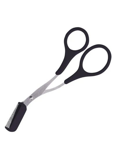 Buy Eyebrow Trimmer Scissor With Comb Hair Removal Grooming Shaping Stainless Steel Eyebrow Remover Makeup Tool -Black in UAE