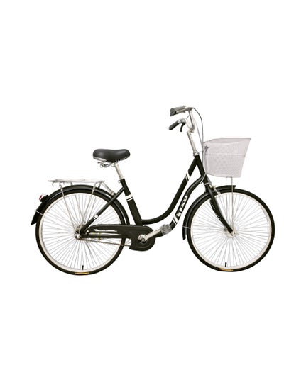 اشتري دراجة هوائية بعجلات على الطراز الهولندي خفيفة الوزن دراجة المدينة 26 بوصة إطار فولاذي   ودراجة طريق مريحة للنساء سلة أمامية وحامل خلفي دراجة كلاسيكية في السعودية