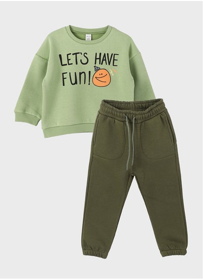 اشتري Crew Neck Printed Baby Boy Sweatshirt and Sweatpants 2-Pack في مصر