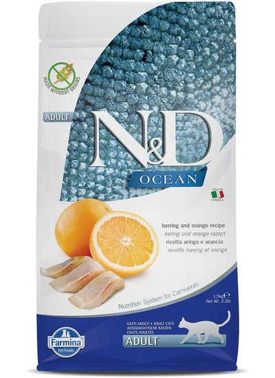 Buy Farmina n&d Ocean Herring & Orange Adult cat 1.5Kg in UAE