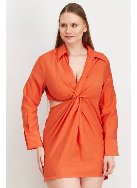 Buy Women Textured Mini Dress, Orange in UAE