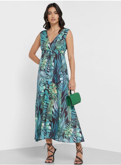 Buy V-Neck Floral Printed Dress in Saudi Arabia