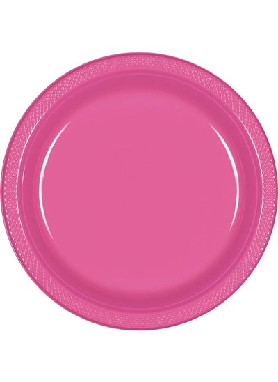 Buy Bright Pink Plastic Plates 9In 20Pcs in Saudi Arabia