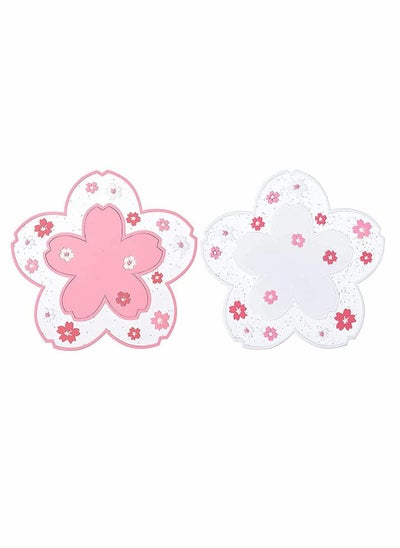 Buy Insulation Placemat, Sakura Cup Coaster, Decor Cup Placemat, Cute Kitchen Pot Bowl Pad Placemat, Table Cup Mat, Flower Pattern Mug Coasters for Drinks, Coffee, Tea (2 PCS, White, Pink) in UAE