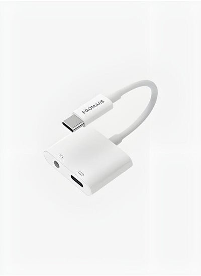 Buy Original Connection Type-C Charger And 3.5Mm Headphone Jack 2 In 1 For Devices That Use A Type-C Charger White Colour. in Saudi Arabia