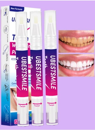 اشتري 3 in 1 Teeth Whitening Pen Enamel Safe New Formula Improve Brightness Conceals Stains Neutralizes Yellow Remove Tea Wine Coffee Smoking Stains Tooth Whitening Gel Pen في الامارات